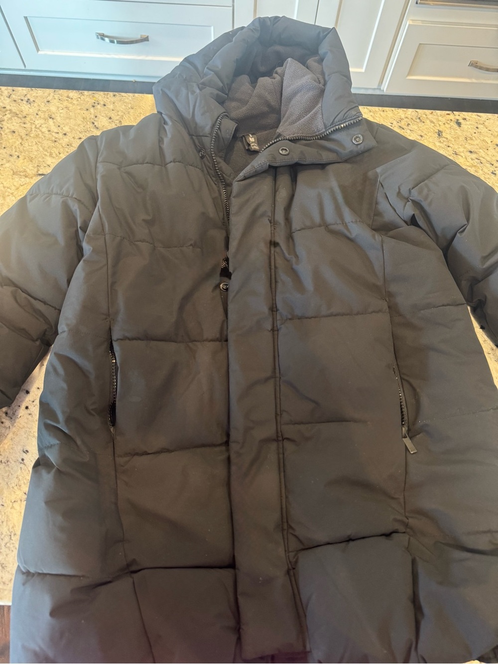 all in motion Black Quilted Puffer Coat with High Neck parka style
